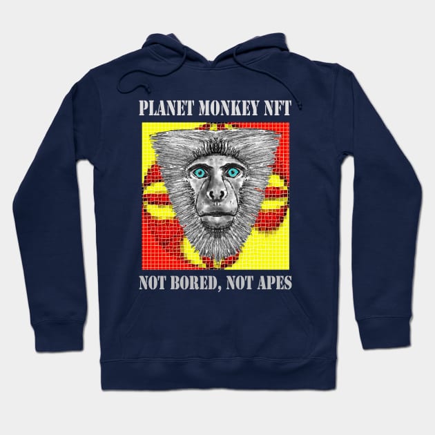 Planet Monkey Cute Animals Not Bored Apes Hoodie by PlanetMonkey